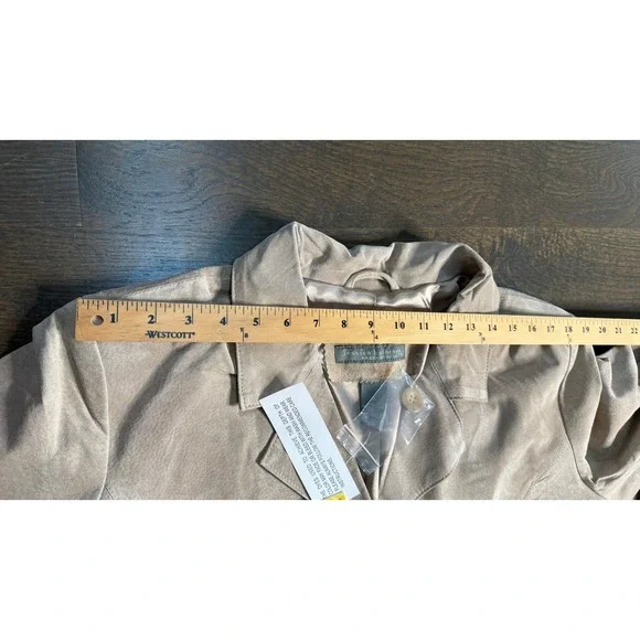 NWT Jessica Holbrook Genuine Leather Suede Blazer Jacket 1X Beige - Picture 14 of 14